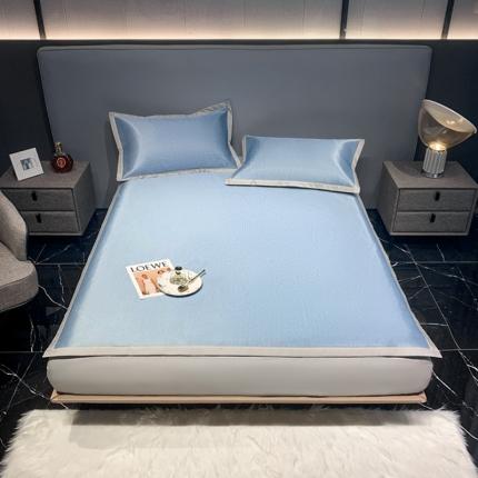 91家纺网 家纺一手货源 找家纺 澳洲羽2024新款250D冰藤提花凉席 高端-蔚蓝