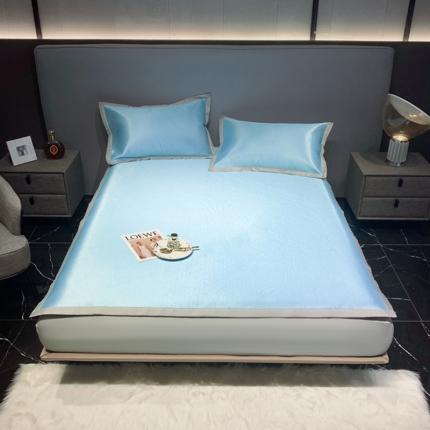 91家纺网 家纺一手货源 找家纺 澳洲羽2024新款250D冰藤提花凉席 贵族-浅蓝