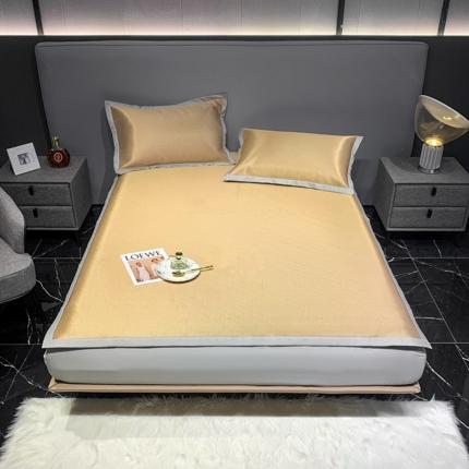 91家纺网 家纺一手货源 找家纺 澳洲羽2024新款250D冰藤提花凉席 贵族-土金