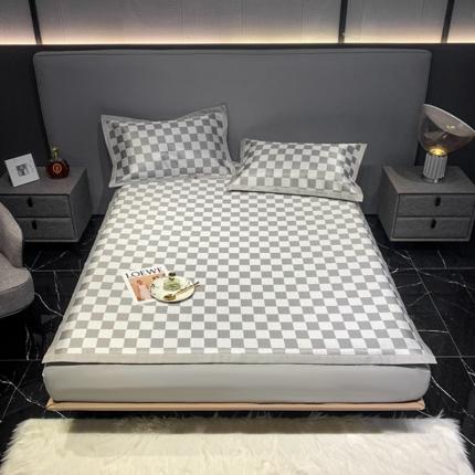 91家纺网 家纺一手货源 找家纺 澳洲羽2024新款250D冰藤提花凉席 小方块-灰