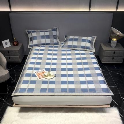 澳洲羽2024新款250D冰藤提花凉席 大方块-兰