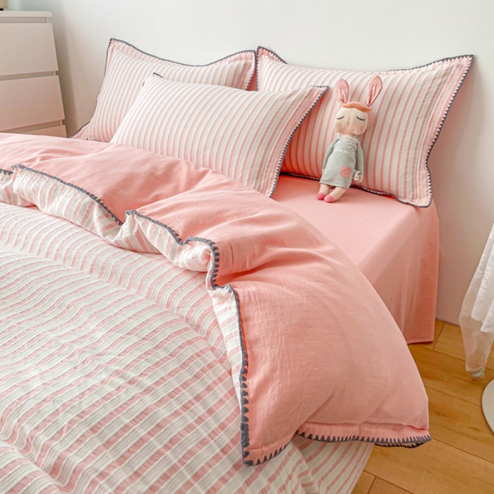 91家纺网 家纺一手货源 找家纺 (总) 娜娜 2022新款全棉水洗棉提花四件套