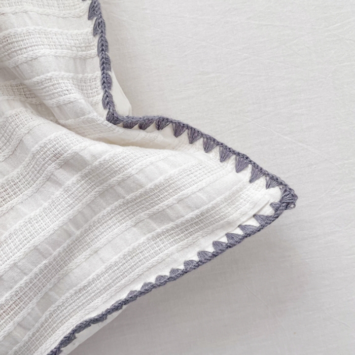 91家纺网 家纺一手货源 找家纺 娜娜 2022新款全棉水洗棉提花四件套 经典条纹-本白