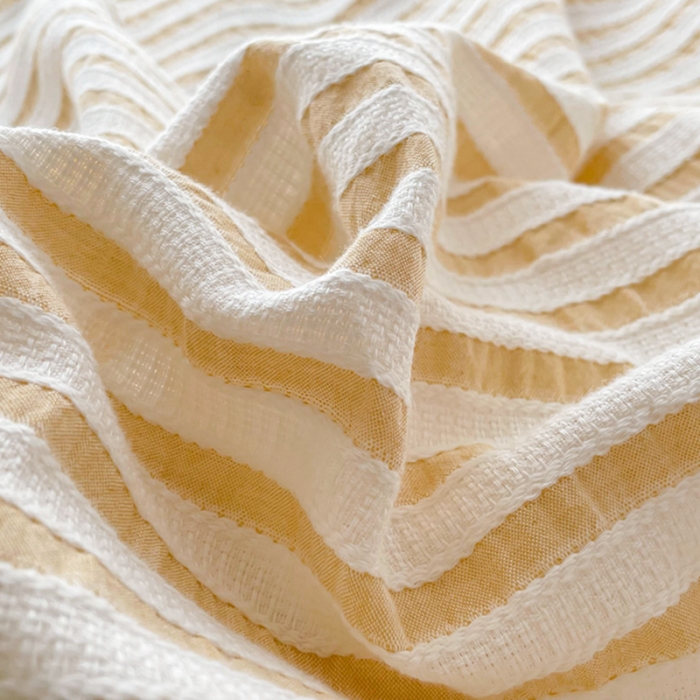 91家纺网 家纺一手货源 找家纺 娜娜 2022新款全棉水洗棉提花四件套 经典条纹-黄