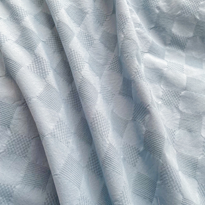 91家纺网 家纺一手货源 找家纺 娜娜 2022新款全棉水洗棉提花四件套 棋盘格-浅蓝