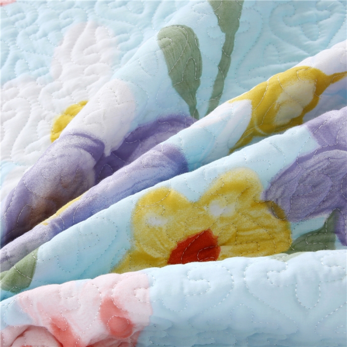 91家纺网 家纺一手货源 找家纺 青竹苑 爆款雪纺纱全棉床盖三件套全棉床盖款四件套直播 春花秋月