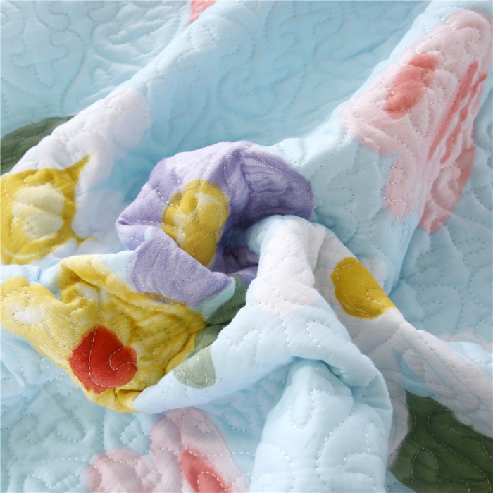 91家纺网 家纺一手货源 找家纺 青竹苑 爆款雪纺纱全棉床盖三件套全棉床盖款四件套直播 春花秋月