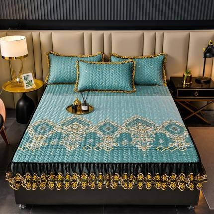 迪梦思 2022新款蕾丝花边可拆卸床笠冰丝凉席三件套 巴洛克