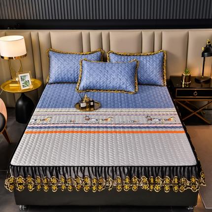 迪梦思 2022新款蕾丝花边可拆卸床笠冰丝凉席三件套 罗马假日