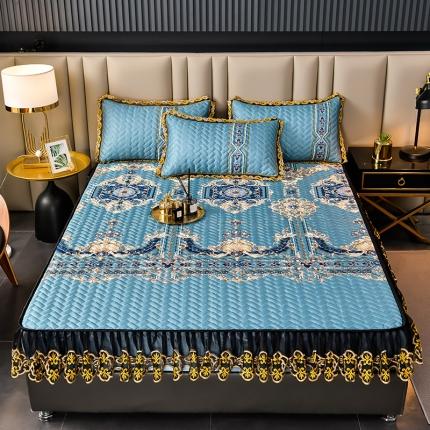 迪梦思 2022新款蕾丝花边可拆卸床笠冰丝凉席三件套 夏洛特