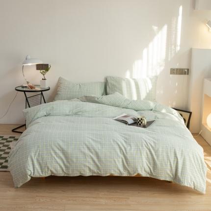 91家纺网 家纺一手货源 找家纺 安莱生活 2022新品水洗棉四件套-初恋系列 初恋-蓝黄