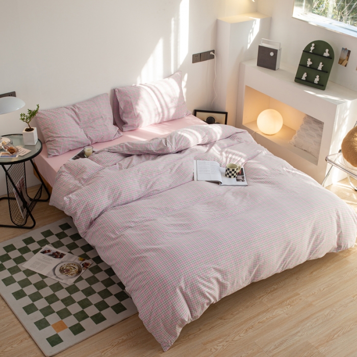 91家纺网 家纺一手货源 找家纺 安莱生活 2022新品水洗棉四件套-初恋系列 初恋-粉