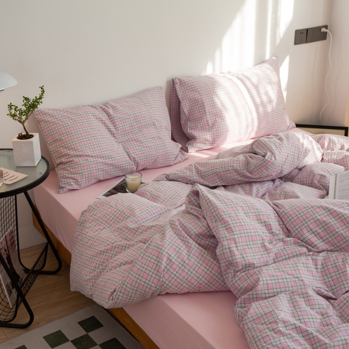 91家纺网 家纺一手货源 找家纺 安莱生活 2022新品水洗棉四件套-初恋系列 初恋-粉