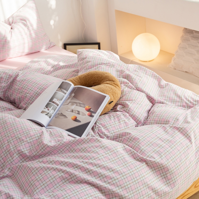 91家纺网 家纺一手货源 找家纺 安莱生活 2022新品水洗棉四件套-初恋系列 初恋-粉