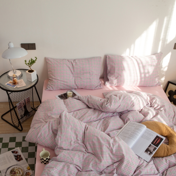 91家纺网 家纺一手货源 找家纺 安莱生活 2022新品水洗棉四件套-初恋系列 初恋-粉