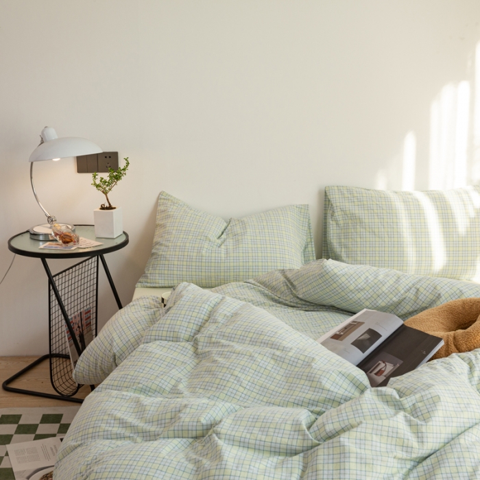 91家纺网 家纺一手货源 找家纺 安莱生活 2022新品水洗棉四件套-初恋系列 初恋-蓝黄