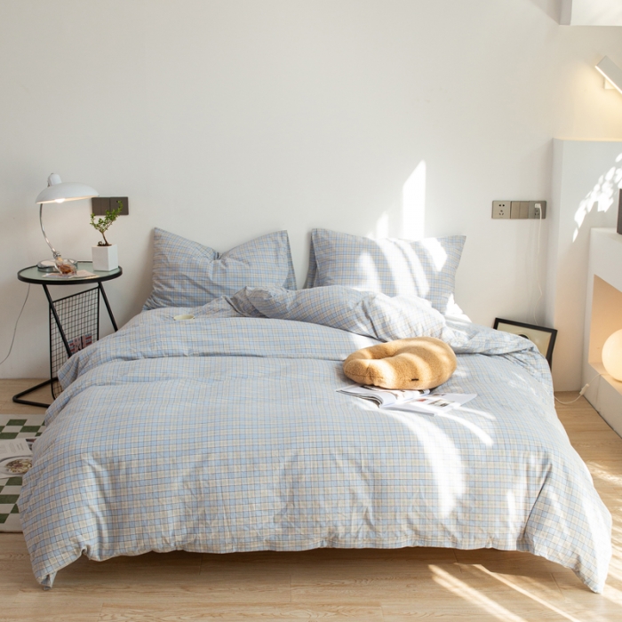 91家纺网 家纺一手货源 找家纺 安莱生活 2022新品水洗棉四件套-初恋系列 初恋-浅蓝