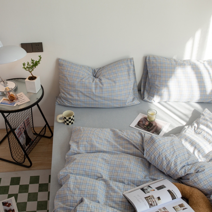 91家纺网 家纺一手货源 找家纺 安莱生活 2022新品水洗棉四件套-初恋系列 初恋-浅蓝