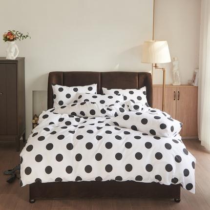 艾佳 2025新款全棉13372黑白灰经典系列四件套-场景1 洋气圈圈灰