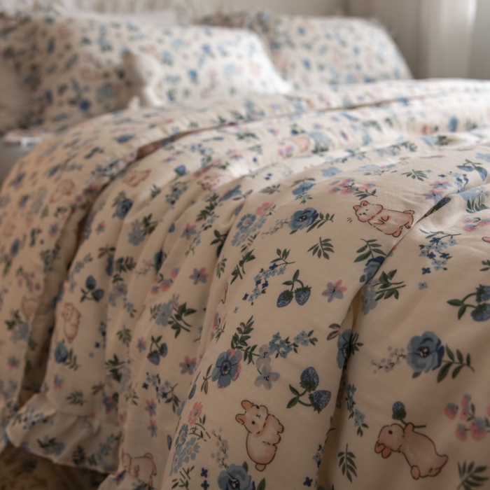 91家纺网 家纺一手货源 找家纺 总 淑女公社 2022春夏新款 双层纱四件套花边款