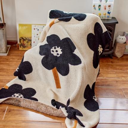 91家纺网 家纺一手货源 找家纺 总 安莱2022新款设计师太阳花A类半边绒针织毯子午睡毯秋冬