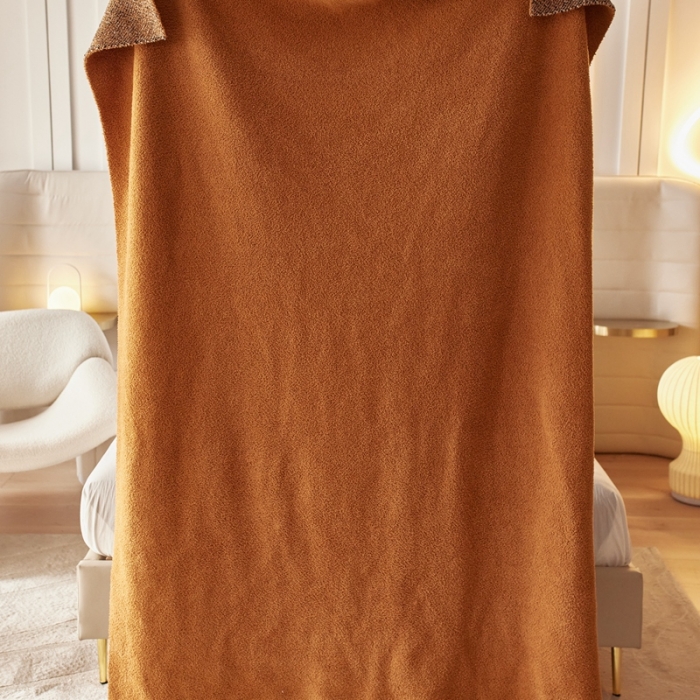 91家纺网 家纺一手货源 找家纺 安莱 设计师太阳花A类半边绒针织毯子沙发办公室午睡毯秋冬 苍苍