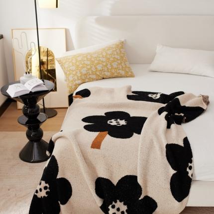 总 安莱 设计师太阳花A类半边绒针织毯子沙发办公室午睡毯秋冬