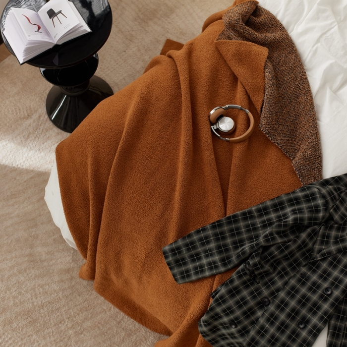 91家纺网 家纺一手货源 找家纺 安莱 设计师太阳花A类半边绒针织毯子沙发办公室午睡毯秋冬 苍苍