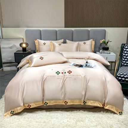 91家纺网 家纺一手货源 找家纺 （总）2023爆款春夏新款水洗真丝四叶草系列四件套