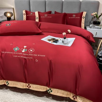 2023爆款春夏新款水洗真丝四叶草系列四件套 满江虹