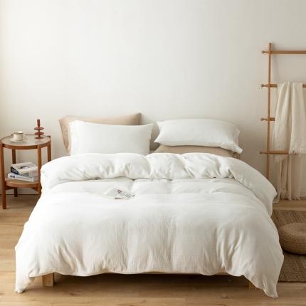 91家纺网 家纺一手货源 找家纺 简家居 2022新款三层纱四件套 本白