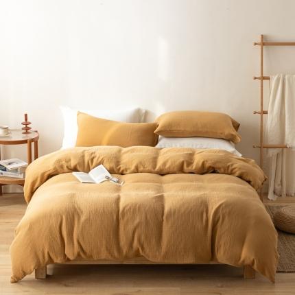 91家纺网 家纺一手货源 找家纺 简家居 2022新款三层纱四件套 姜黄