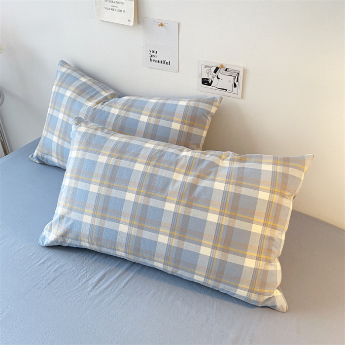 91家纺网 家纺一手货源 找家纺 蓝巢家纺2022全棉色织水洗棉单品枕套 简兮兰48*74*2