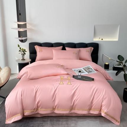 91家纺网 家纺一手货源 找家纺 衿成 2025新款全棉刺绣四件套-H系列 香妃粉