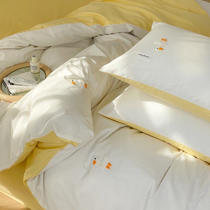 91家纺网 家纺一手货源 找家纺 洋铭区 2022新款全棉小清新水洗棉刺绣系列 可爱丫丫