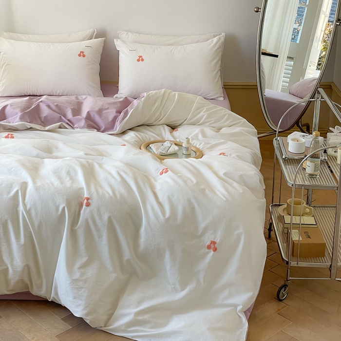 91家纺网 家纺一手货源 找家纺 洋铭区 2022新款全棉小清新水洗棉刺绣系列 樱桃公主