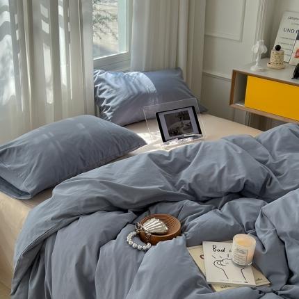 91家纺网 家纺一手货源 找家纺 总六巷胡同 2022新款ins博主风纯色混搭四件套全棉水洗棉