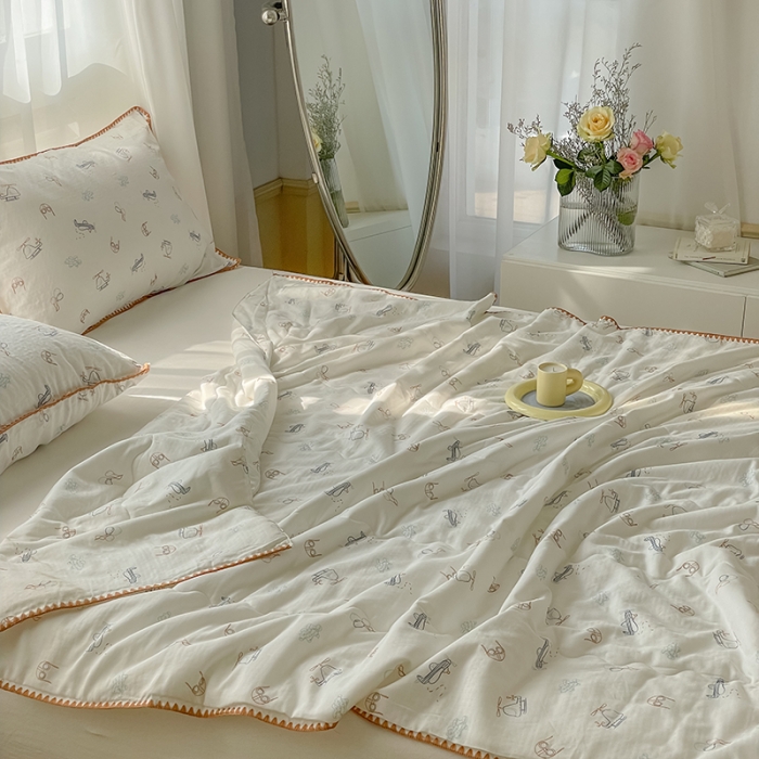 91家纺网 家纺一手货源 找家纺 洋铭区 2022新款双层纱夏被 飞行小能手