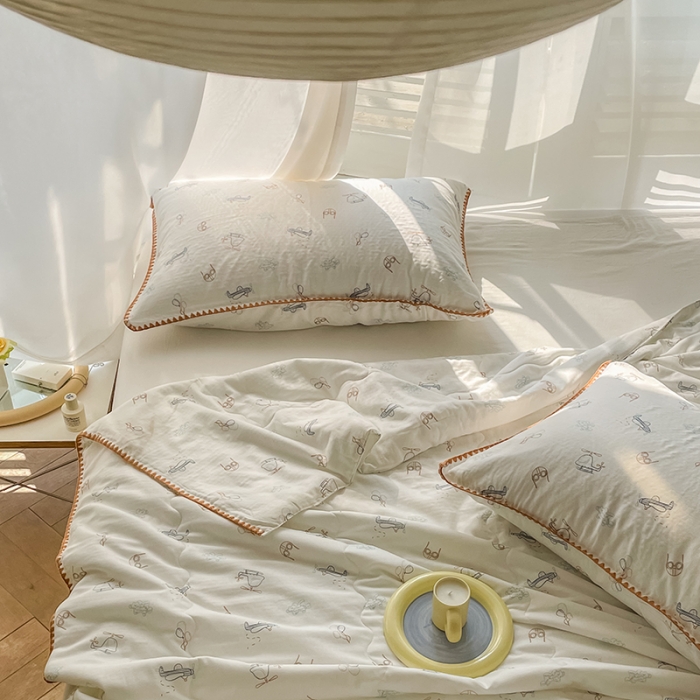 91家纺网 家纺一手货源 找家纺 洋铭区 2022新款双层纱夏被 飞行小能手