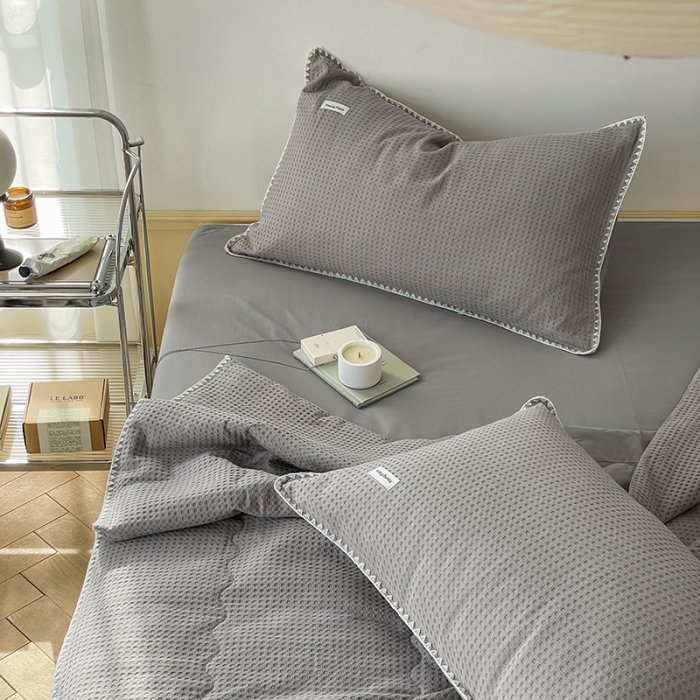 91家纺网 家纺一手货源 找家纺 洋铭区 2022新款华夫格夏被 贝拉灰