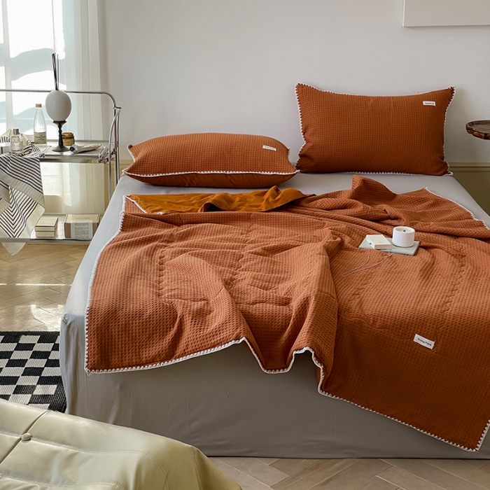 91家纺网 家纺一手货源 找家纺 洋铭区 2022新款华夫格夏被 贝拉咖