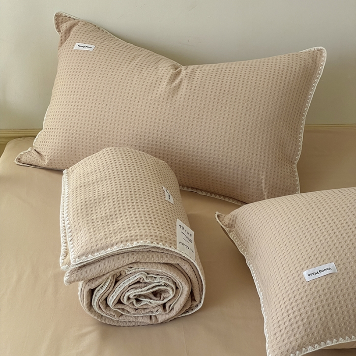 91家纺网 家纺一手货源 找家纺 洋铭区 2022新款华夫格夏被 贝拉卡其