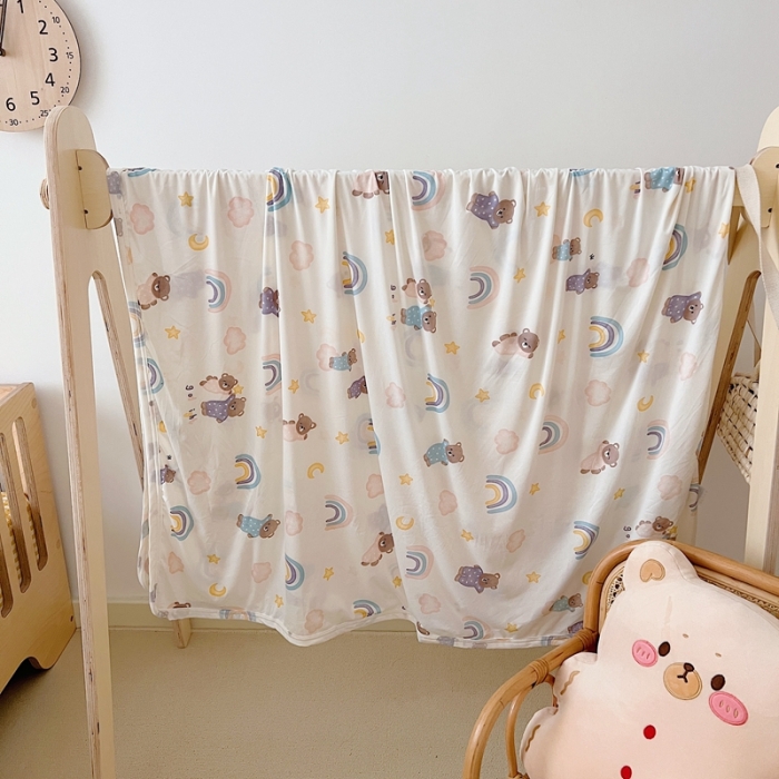 91家纺网 家纺一手货源 找家纺 星期八 2022新款凉感毯 彩虹熊