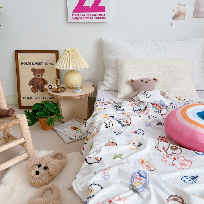 91家纺网 家纺一手货源 找家纺 星期八 2022新款凉感毯 蜡笔画