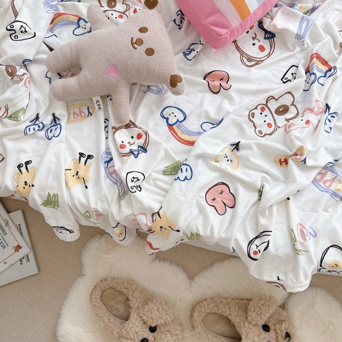 91家纺网 家纺一手货源 找家纺 星期八 2022新款凉感毯 蜡笔画