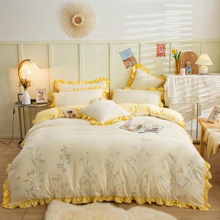 91家纺网 家纺一手货源 找家纺 （总）涵宸 2022水洗氧棉刺绣四件套 花仙子