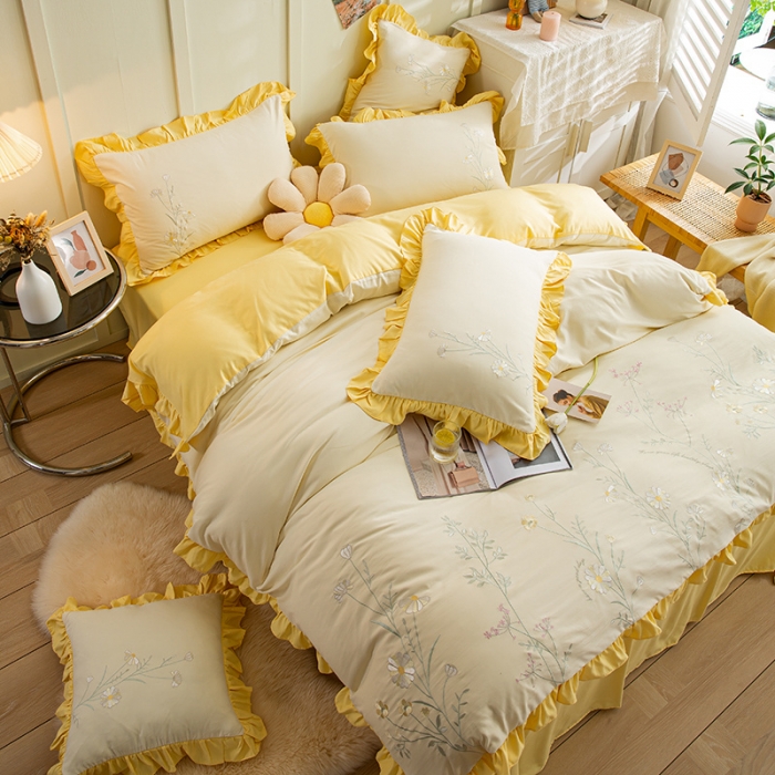 91家纺网 家纺一手货源 找家纺 （总）涵宸 2022水洗氧棉刺绣四件套 花仙子