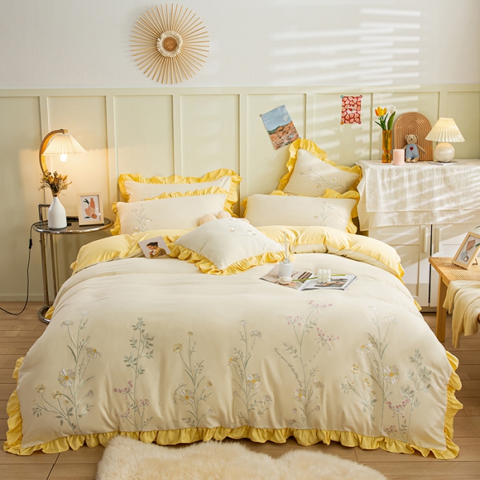 91家纺网 家纺一手货源 找家纺 （总）涵宸 2022水洗氧棉刺绣四件套 花仙子