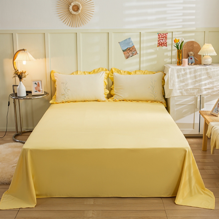 91家纺网 家纺一手货源 找家纺 涵宸 2022水洗氧棉刺绣四件套 花仙子— 米黄