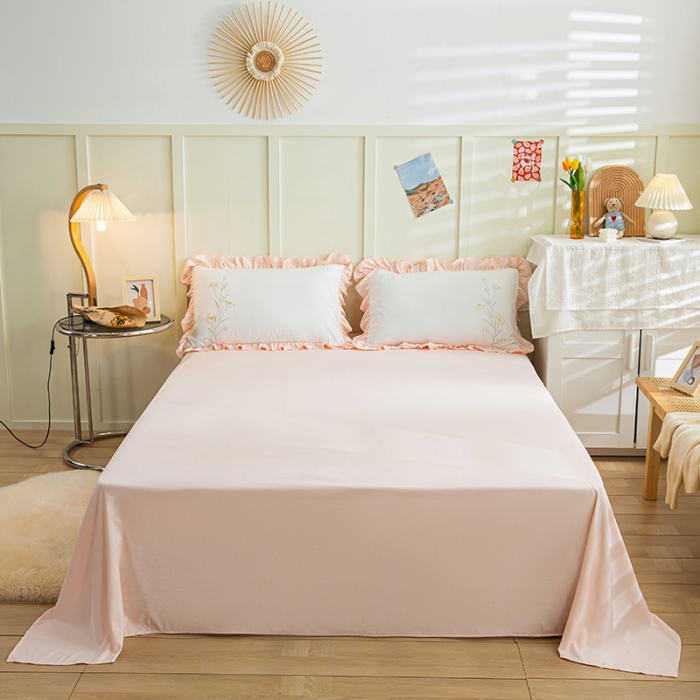 91家纺网 家纺一手货源 找家纺 涵宸 2022水洗氧棉刺绣四件套 花仙子— 奶白